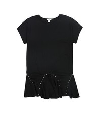bar III Womens Studded Flounce Hem Fit & Flare Dress, black, XL