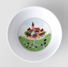 Villeroy & Boch Design Naïf Soup Cereal Bowl with Homes, Woman And Chickens