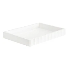 Lissi Decorative Rectangle Tray with Wavy Design, 16 x 12, White, Modern Scal...