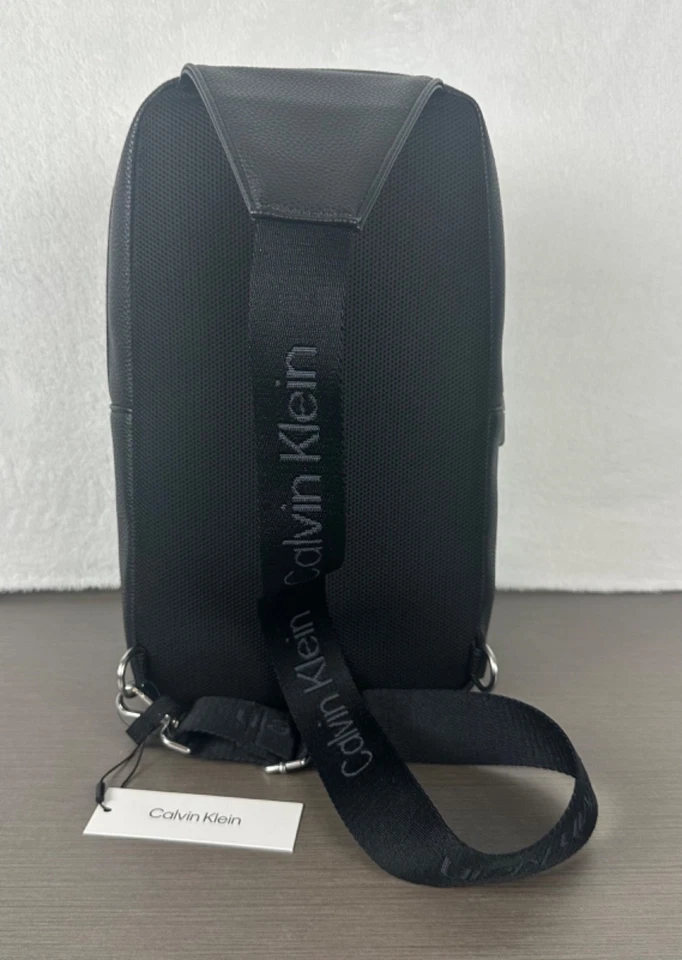 Calvin Klein Men's/Unisex Black Leather All Day Sling Bag New With Tag $139 - Image 2 of 4