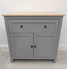 Small Kitchen Cabinet 2 Door Cupboard Wooden Grey Storage Buffet Sideboard Unit