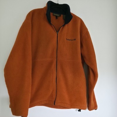 Timberland Weathergear Outdoor Full Zip Orange Polartec Mens Small Jacket