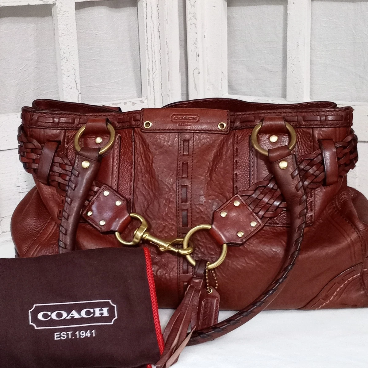 COACH Hamptons Mahogany Leather Carryall Coach Hampton Leather 