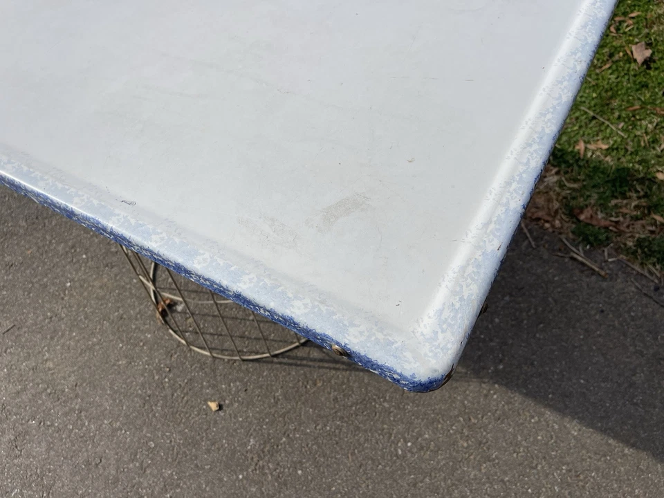 OVI Cabinet Work Surface ENAMEL TABLE TOP porcelain hoosier Blue Speckle #19 - Image 4 of 4