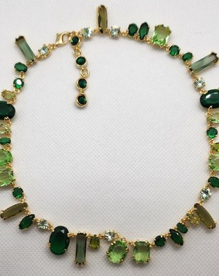 Funkelnde Halskette Steine grün rhoudium plattiert inspiriert Gemma bestes Geschenk für sie