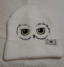Harry Potter Owl Hedwig Chenille Beanie Hat One Size White Toboggan