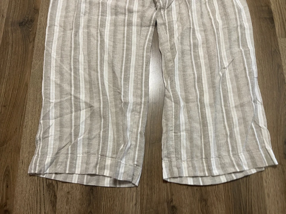 Briggs Pants, Women's Size XXL, Brown White, Striped, Pull On, Tie Waist, Linen - Image 3 of 4