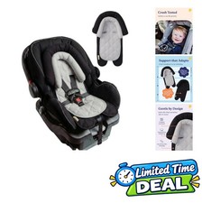 Baby Car Seat Head Support 2 in 1 Removable Insert Strap Covers Black Polyester