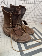 Drew’s Boots Mens 7.5D Brown Leather Logger Work Boots Needs Resole