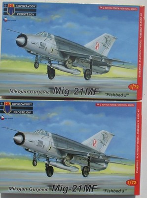 2x KP Mikoyan-Gurevich MiG-21 MF Fishbed J 1:72 Flugzeug Bausatz Aircraft Kit