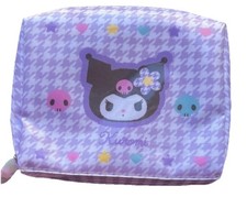 Sanrio Kuromi Houndstooth Zipper Travel or Cosmetic Bag New