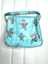 Tiffany & Co Gold Zip Pouch Clutch Cosmetic Bag Floral Vintage Vinyl Toiletries