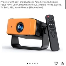 Vamvo 1080p LCD Projector Wi-Fi Bluetooth Auto Focus Black/Yellow
