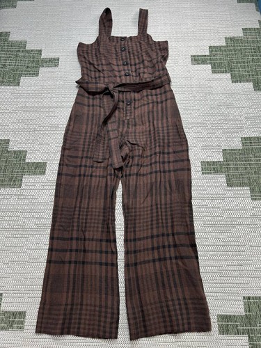 Everlane Jumpsuit Womens 00 Brown Black Linen Wrap 