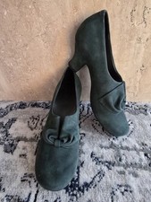 Hotter Donna Vintage 1940s 1950s Style Deep Teal Suede Shoes UK 5.5 EU 38.5