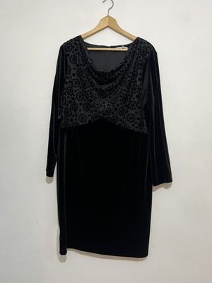 Gina Bacconi Black Velvet Polkadot Dress UK 22 NEW Retail £220 formal evening 