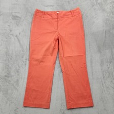 Chico's Pants Womens 1 8/M Orange Twill Cropped Straight Stretch Casual Office