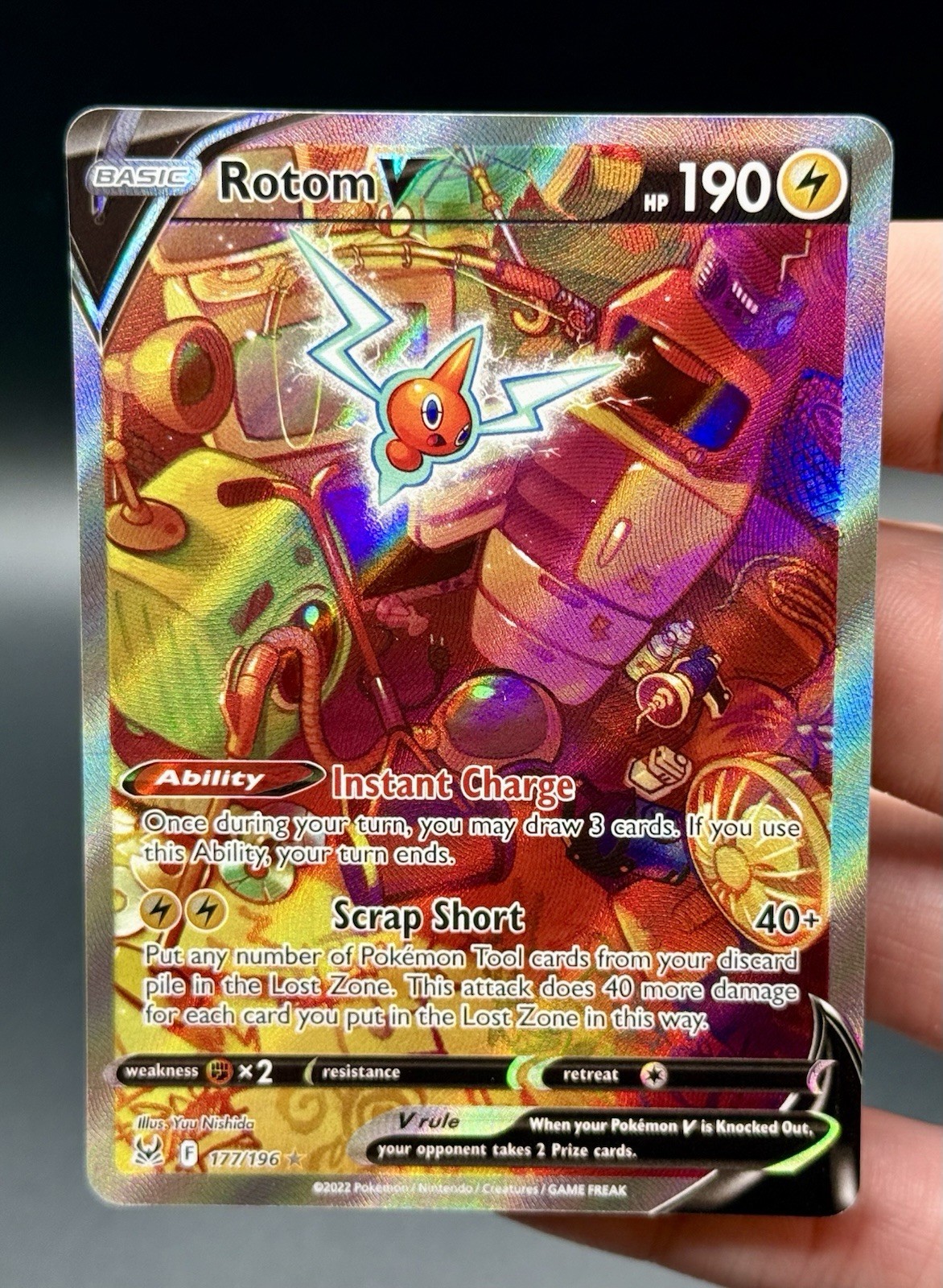 rotom v pokemon card value TCG - Lost Origin Full Art Holo 176/196 if your use this Ability Rotom V (Alternate Full Art)