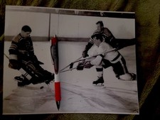 1956 GORDIE HOWE VS TERRY SAWCHUK RP PHOTO GOALIE NHL HOCKEY DETROIT RED WINGS 