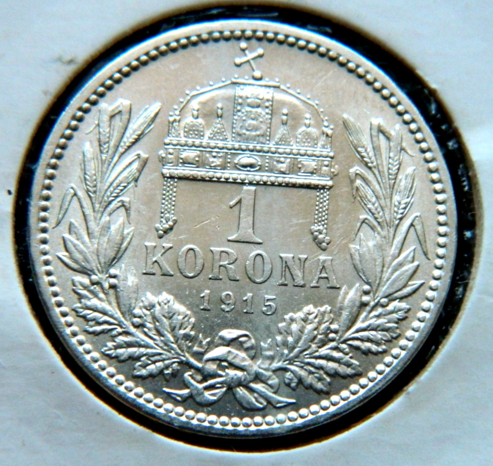 1915 Austria, Emperor Francis Joseph I. Silver 1 Corona Coin.KM#?2820