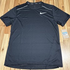 Nike Miler Dri Fit Running Sloove Tee Black Men  s Size Medium NWT