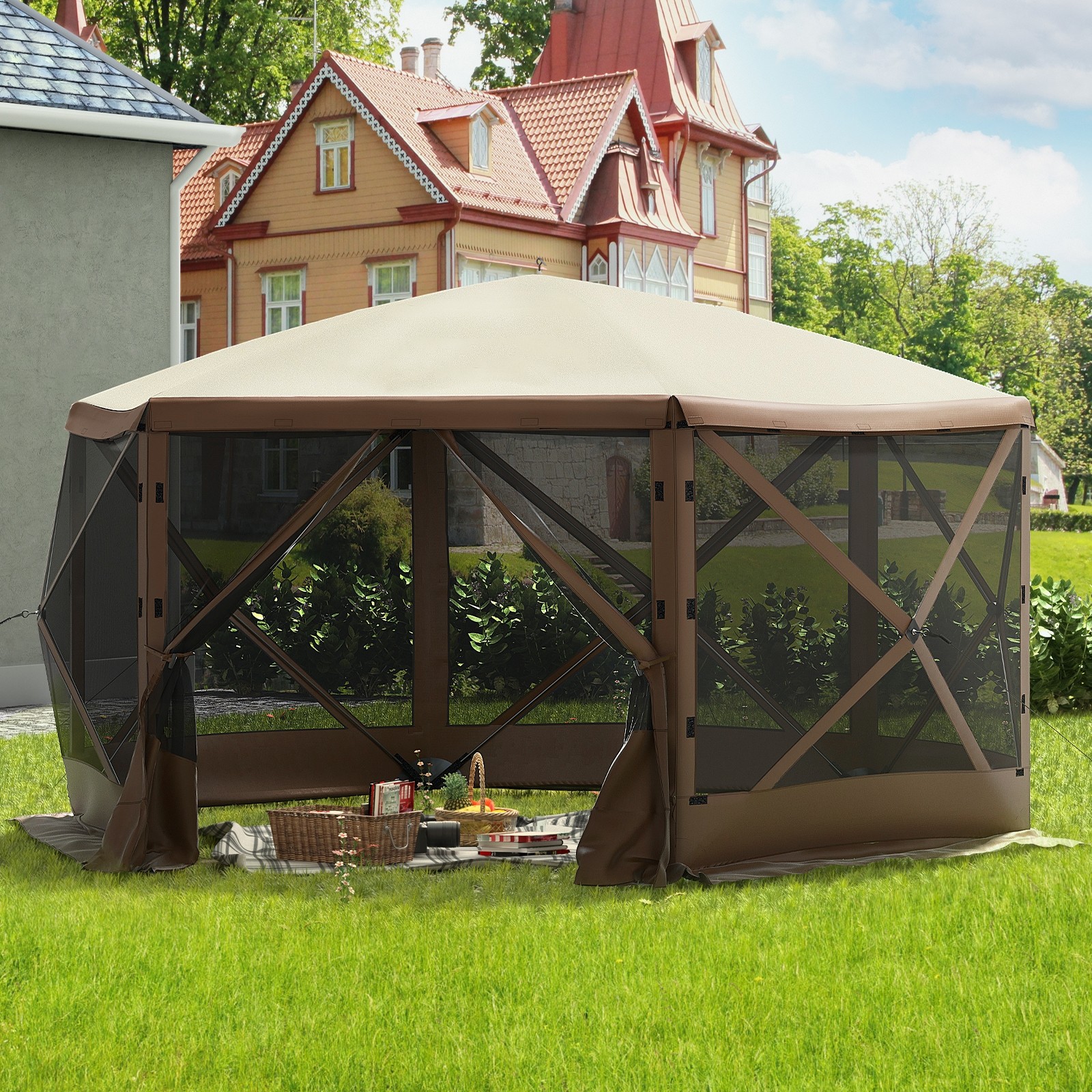 tente camping gazebo pop-up – vue détaillée