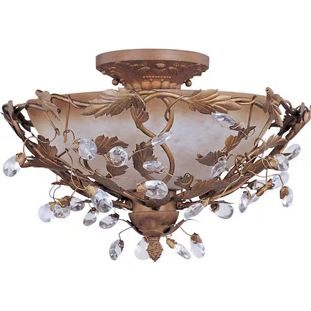 MAXIM LIGHTING 2859EG Elegante 3-Light 16.5" Wide Etruscan Gold Semi-Flush - Picture 1 of 2
