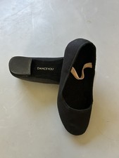 Black Canvas Character Dance Shoes with Elastic Strap Size 5.5