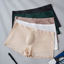 Ice Silk Seamless Low Waist Trunks for Men 3D Bulge Pouch Boxer Shorts