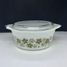 Vintage PYREX 1.5 PT White Spring Blossom Crazy Daisy Casserole w/Lid