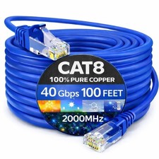 Cat 8 Ethernet Cable, 40Gbps 2000MHz High-Speed LAN Network Cable, Gold-Plated