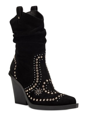 JESSICA SIMPSON Womens Black Pull-Tabs Larna Almond Leather Western Boot 6.5 M