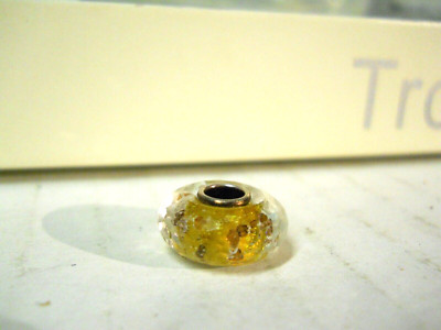 Elfbeads  925 Sterling Silver Glass GOLD MONROE FRACTAL BEAD Trollbeads