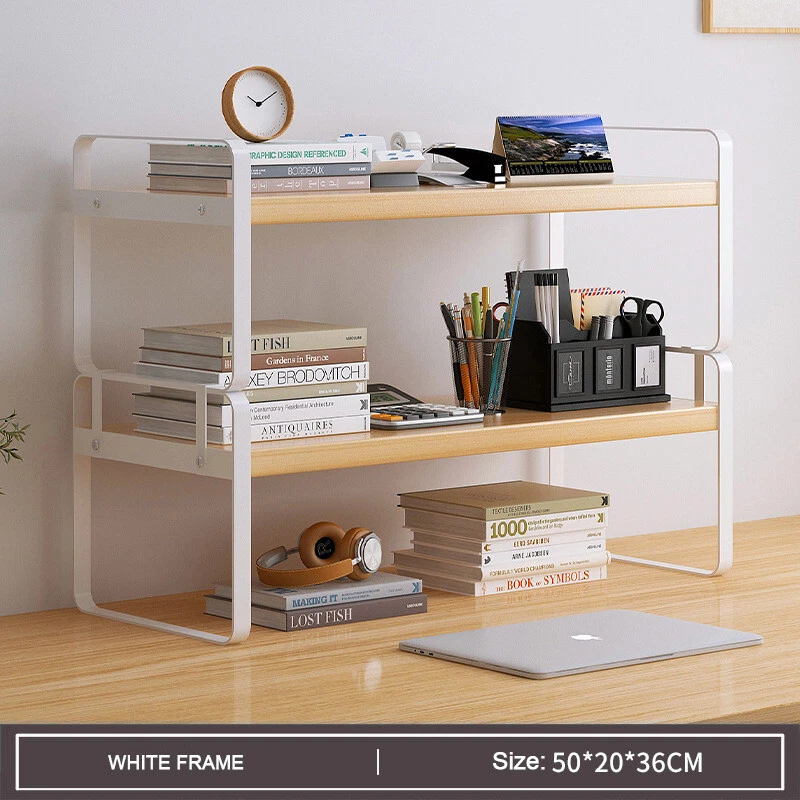 Desktop Storage Rack Shelf Desk Bookshelf File Organizer Table Office Shelving
