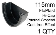 115mm External Stopend Cast Iron Effect FloPlast REH1CI Deepflow Hi-Cap Gutter