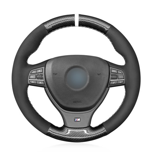 For BMW F07 Steering Wheel Cover Suede Steering Wheel Wrap Black Leather DD - Picture 11 of 12