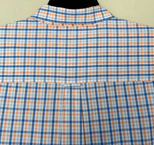 IZOD Dress Shirt Men’s Size 2XLT Big & Tall Orange Blue Check Premium Essentials - Picture 8 of 9