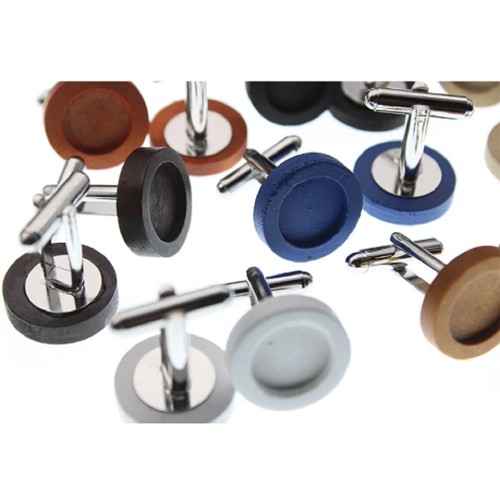 Wooden Mens Round Cufflinks Base Blank 12mm Settings Craft Findings Jewellery UK - Picture 2 of 9