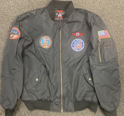 SPIRE Mens Size 2XL Flight Bomber Jacket Fighter Pilot Uniform Coat Patches  - Main Image