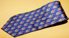 DAKS LONDON MADE IN ITALY BLUE/YELLOW/RED MEDALLION TIE - TIES - DESIGNER TIES.