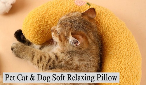 Pet Cat Pillows for Cats Dogs Ultra Soft Fluffy Pet Calming Toy U Shape Cuddler - Picture 9 of 57