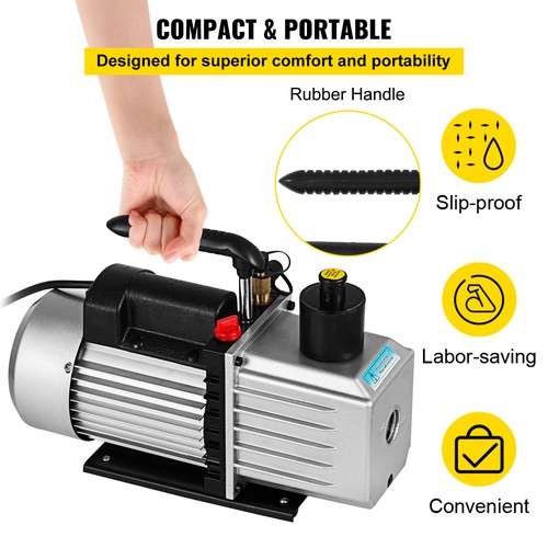 VEVOR Pompa per Vuoto 226,53 L/min Pompa a Vuoto per Aria Condizionata a 2 Stadi - Imagen 6 de 12