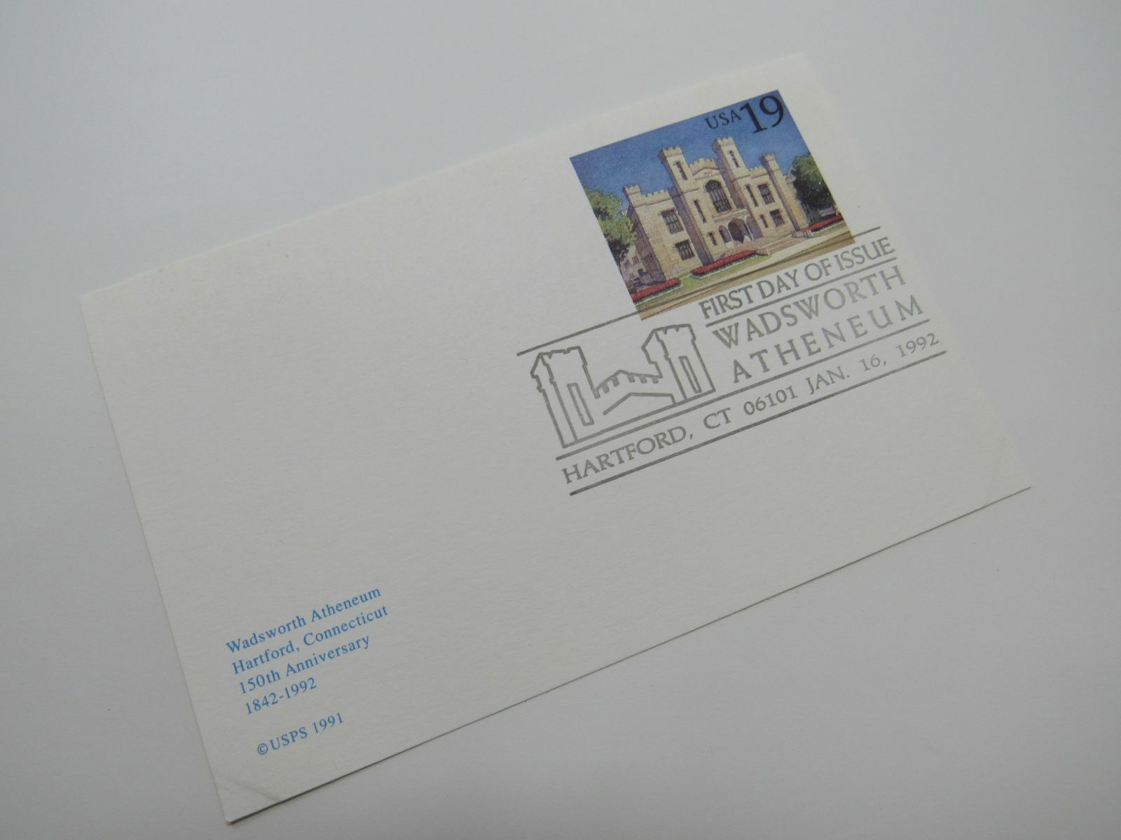 USPS Scott UX160 19c Wadsworth Atheneum Hartford First Day of Issue Postal Card