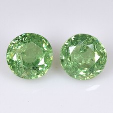 1.25 Ct & 5 mm_ NATURAL UNHEATED DEMANTOID GARNET 5mm ROUND PAIR LOOSE GEMSTONES