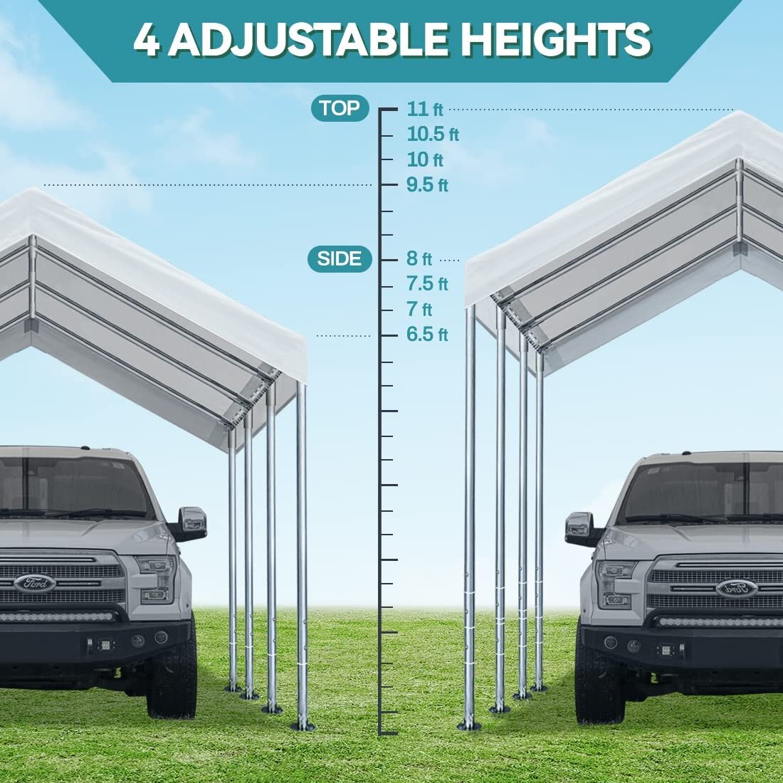 ADVANCE OUTDOOR Heavy Duty Steel Frame 10X20FT Carport Canopy Car Shelter Garage