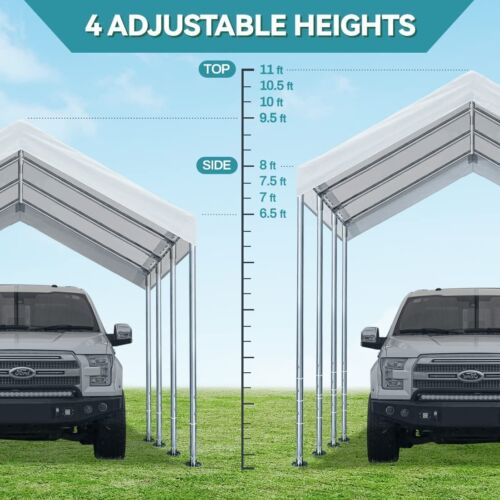 ADVANCE OUTDOOR Heavy Duty Steel Frame 10X20FT Carport Canopy Car Shelter Garage - Picture 6 of 12