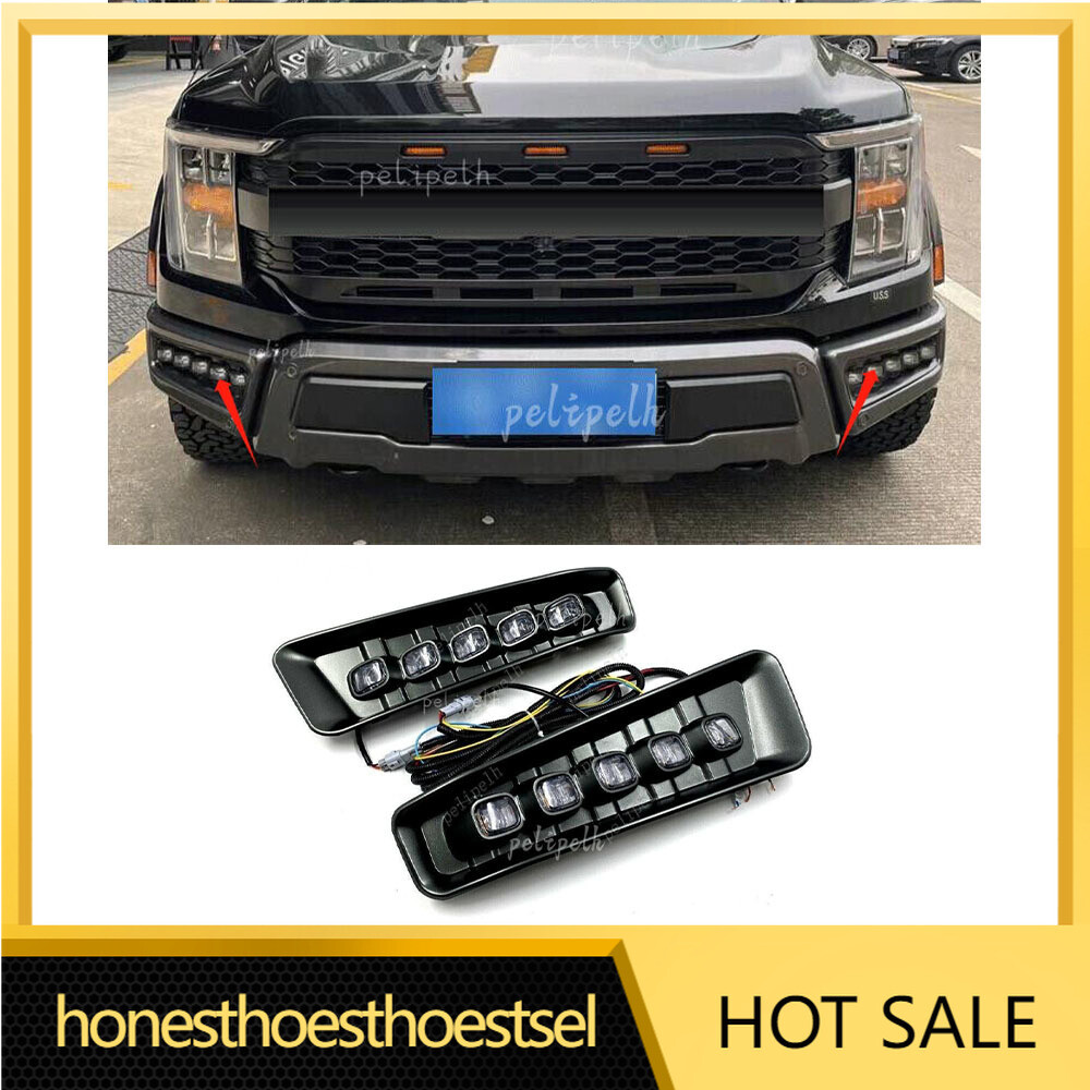 DRL With Amber Turn Signal Lights LED Fog Lights For Ford F150 Raptor ...