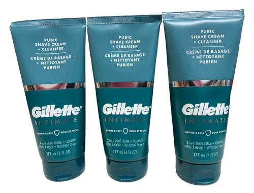 6 Pack Gillette Men's Intimate 2-in-1 Pubic Shave Cream and Cleanser, 6 oz