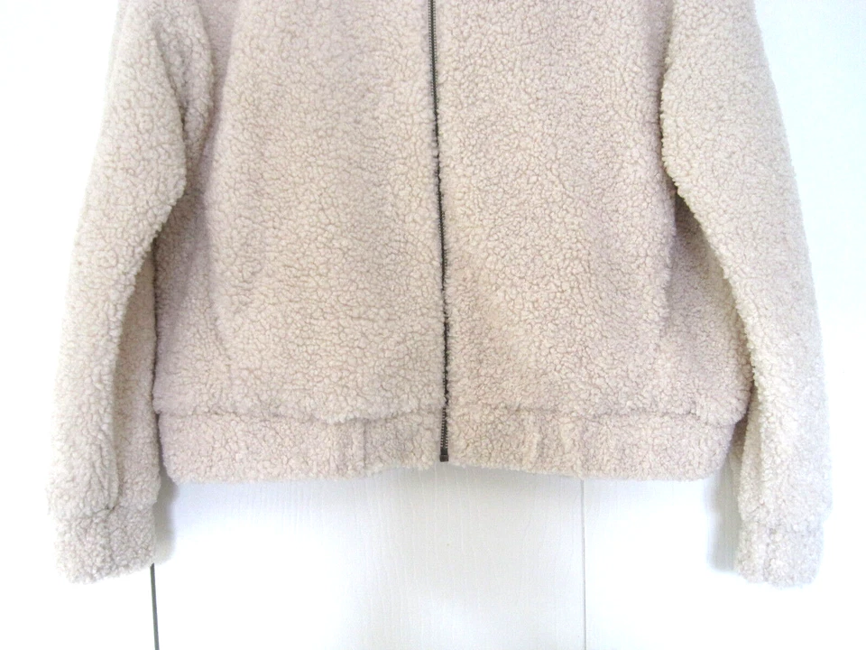 MICHAEL STARS пальто флис куртка шерпа плюшевый кремовый полный молнии с подкладкой женщин маленький - Изображение 3 из 4