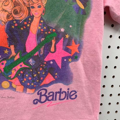 Vintage 90s Barbie Shirt Pink Single Stitch Kids Girls Medium USA Made 14X17.5 - Picture 8 of 19